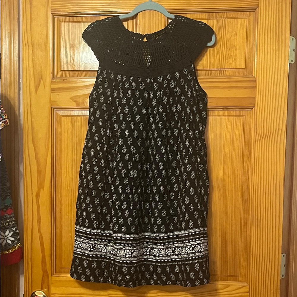 Anthropologie Black and White Women’s Sundress With Crochet Detailing